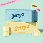 Two 10-pack cases and two cans to show Gerry's monthly 20 pack ‘Good Times’ Subscription